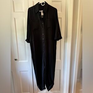 Banana Republic Utility Jumpsuit Tencel Size 6 Black NWT